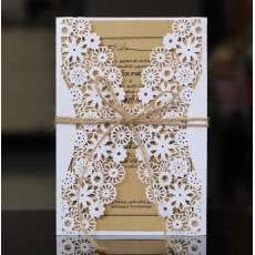 Vellum Paper Invitation White Flower Laser Cut Paper Valentine's Day Greeting Card